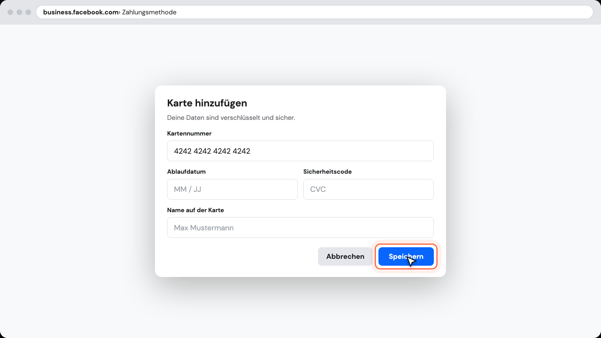 Zahlungsdaten eingeben